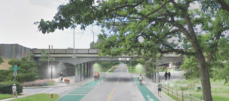 Rendering of Bridge/Streetscape Improvements at Tennyson and I-70