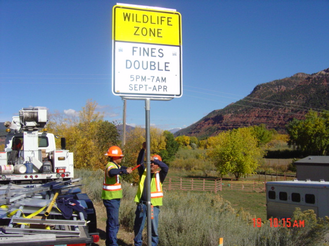 Installation of Wildlife Zone Signs on US 550 North of Durango detail image
