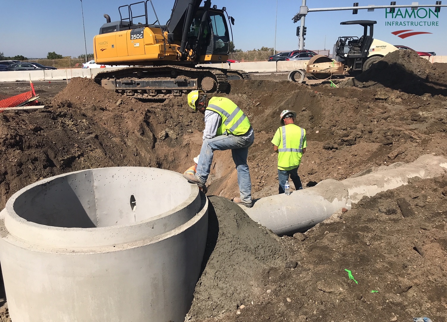 120th Avenue, southbound I-25 on-ramp, installation of manhole and drainage pipe