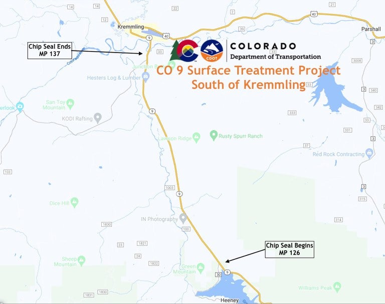 Map of CO 9 north of Kremmling
