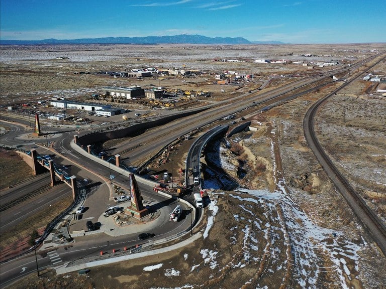 Dillon Drive and new northbound I-25 frontage road ramp - January 2024.