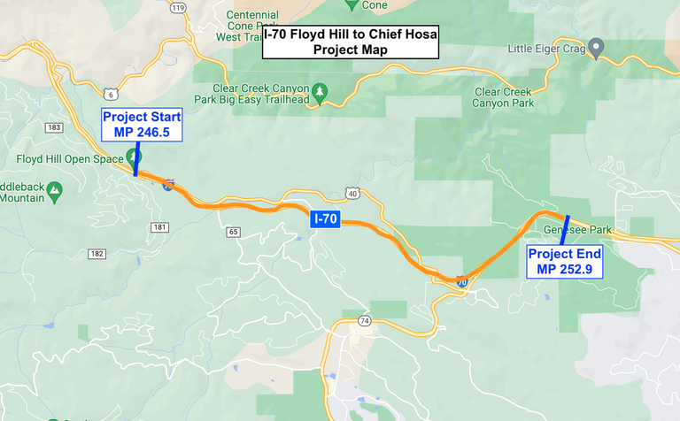 I-70 Floyd Hill Chief Hosa Project Map
