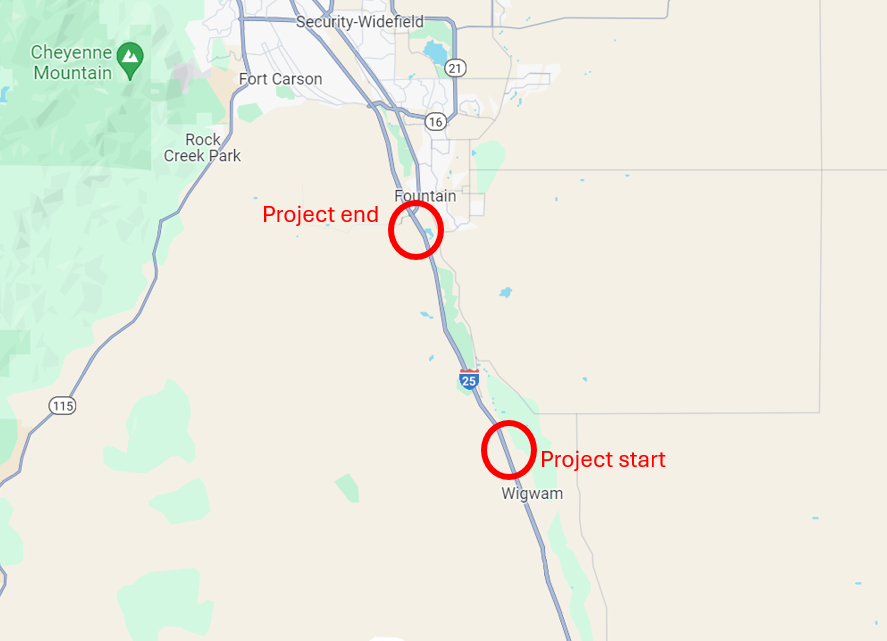 I-25 Resurfacing Midway Project Location Map.png detail image