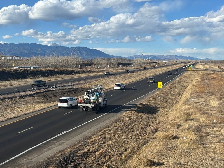 Newly resurfaced Interstate 25 at Old Pueblo Road Interchange