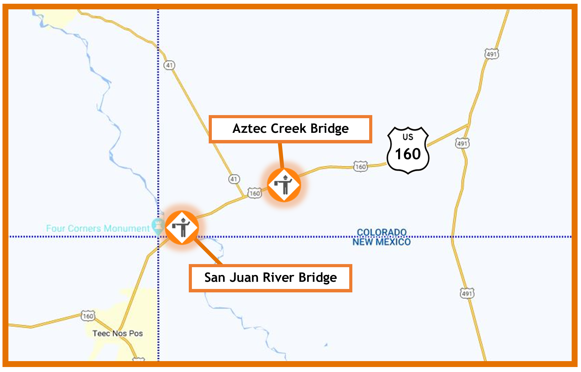 US 160 bridge maintenance project map.png detail image