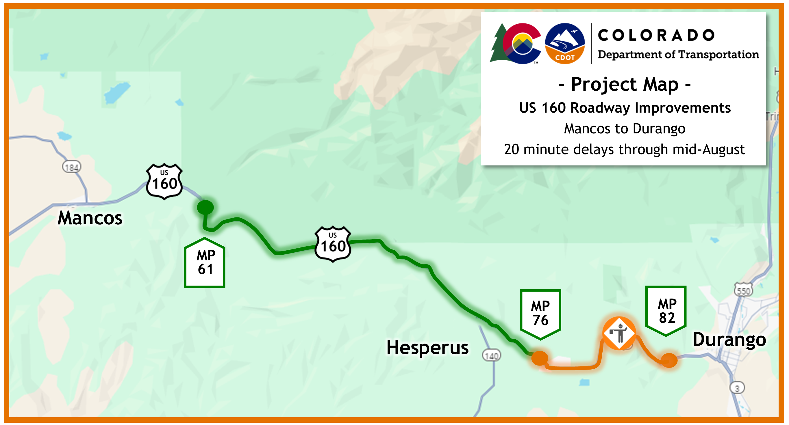 US 160 Roadway Improvements Chip Seal Project Map.png detail image