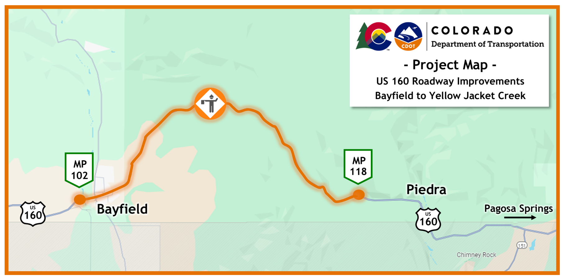 US 160 Roadway Improvements Project Map between Bayfield and Yellow Jacket Creek.png detail image