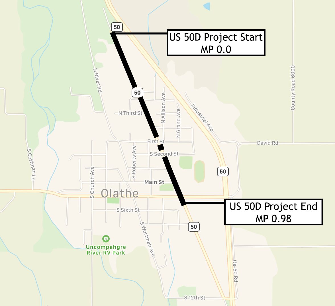 Map of US 50 Business Loop Zone