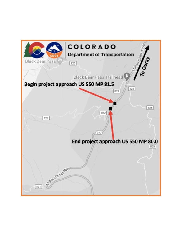 Map of US 550