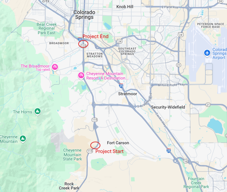 CO 115 Resurfacing Project Location Map