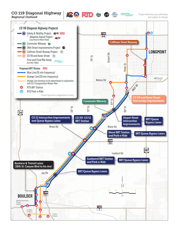 CO 119 Corridor Projects map