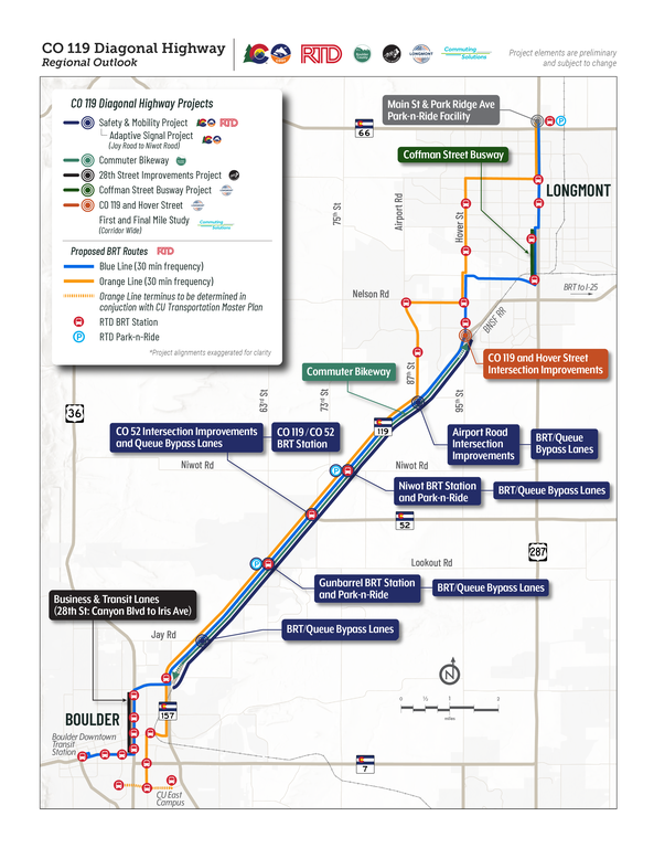 CO 119 Safety, Mobility and Bikeway Regional Outlook Map - Agency Focus