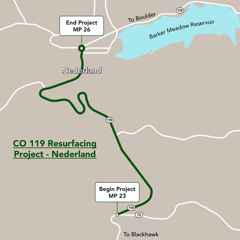 Map of CO 119 Resurfacing Project in Nederland