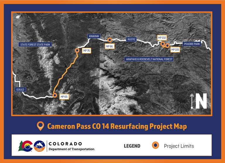 Cameron Pass CO 14 Resurfacing Project Map