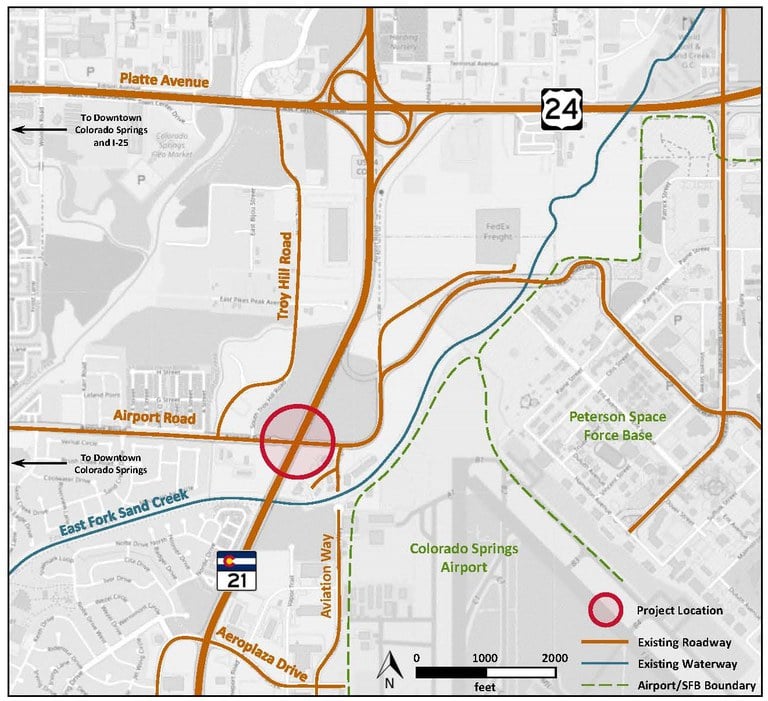 CO 21 Powers & Airport Road project map