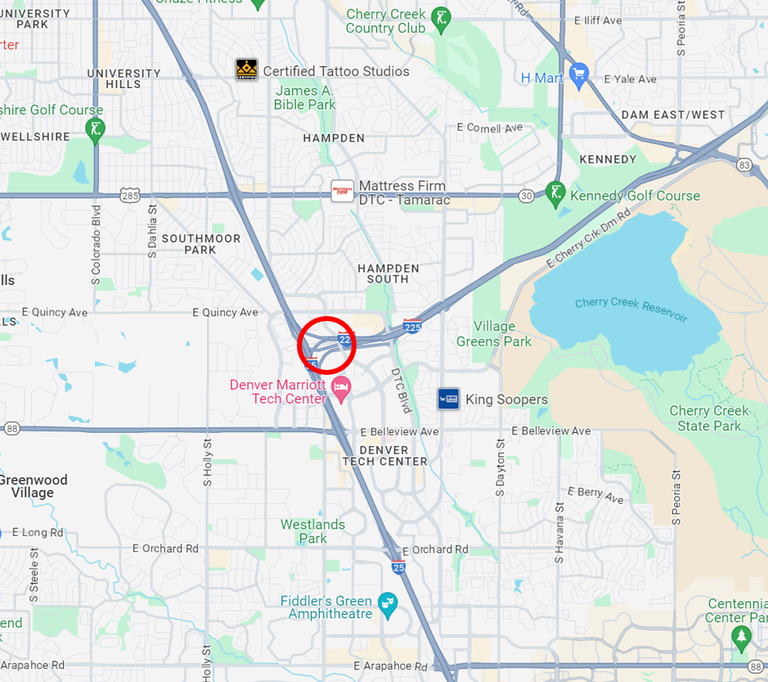 I-225, Southbound I-25 to Northbound I-225