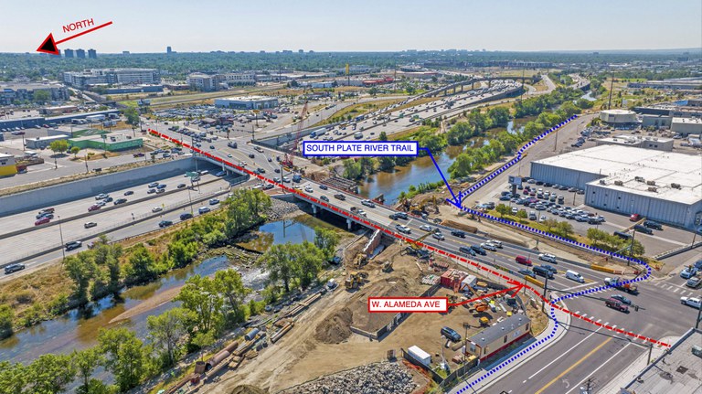 Detour map for I-25 & Alameda bridge reconstruction