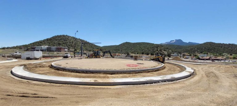 Wide view of west roundabout under construction. Photo courtesy Aaron Westhoff, Yeh & Assoc.