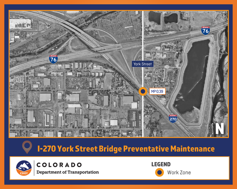 I-270 York Street Bridge work zone at MP 0.39