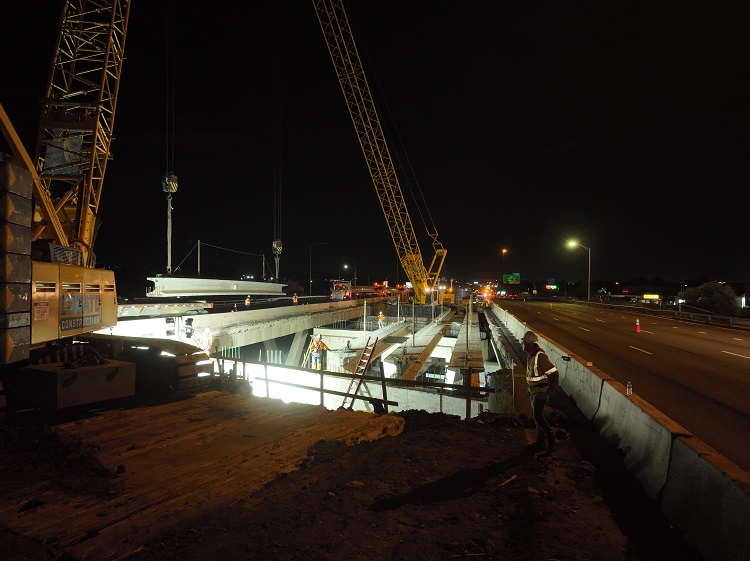 I-70 Bridges over Ward Road Drone View Girder Placement Underway.jpg detail image