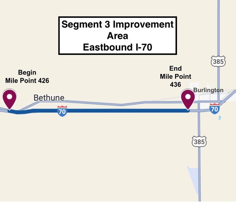 I-70 Bethune to Burlington Segment 3 Map