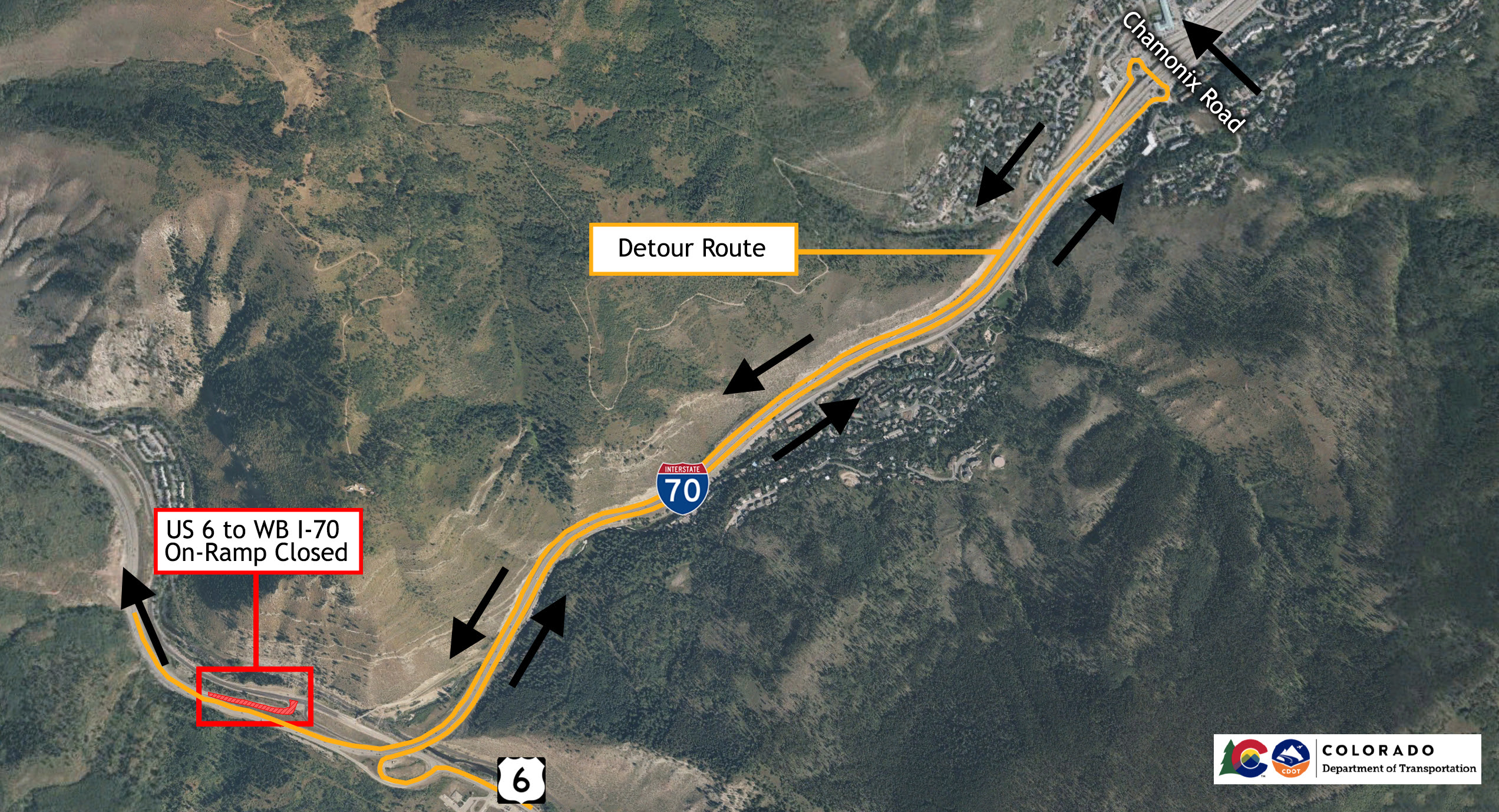 Detour map for the I-70 Eagle Essential Wall Repair project.jpg detail image