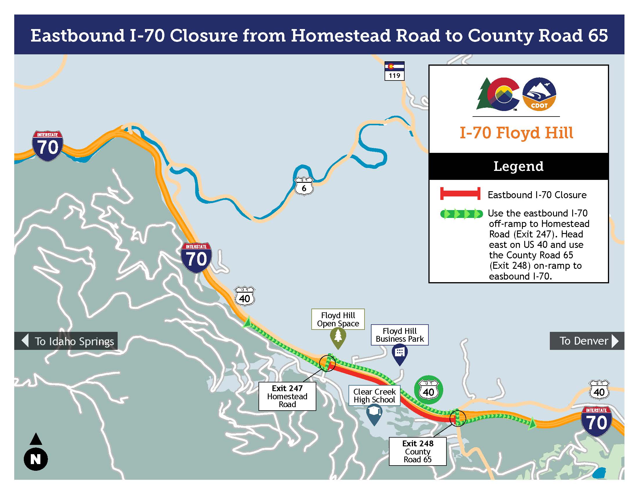 I-70 Floyd Hill Eastbound I-70 Off-Ramp and On-Ramp Detour Map.jpg detail image