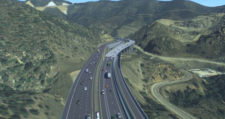 Rendering of i-70 midway down Floyd Hill looking northwest