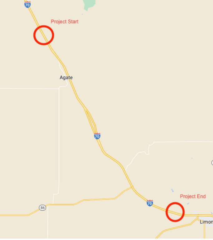 Project Map, I-70 Limon to Agate Bridge Project