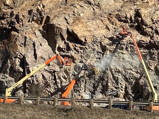 Crews installing rockfall system at Exit 239 detail image