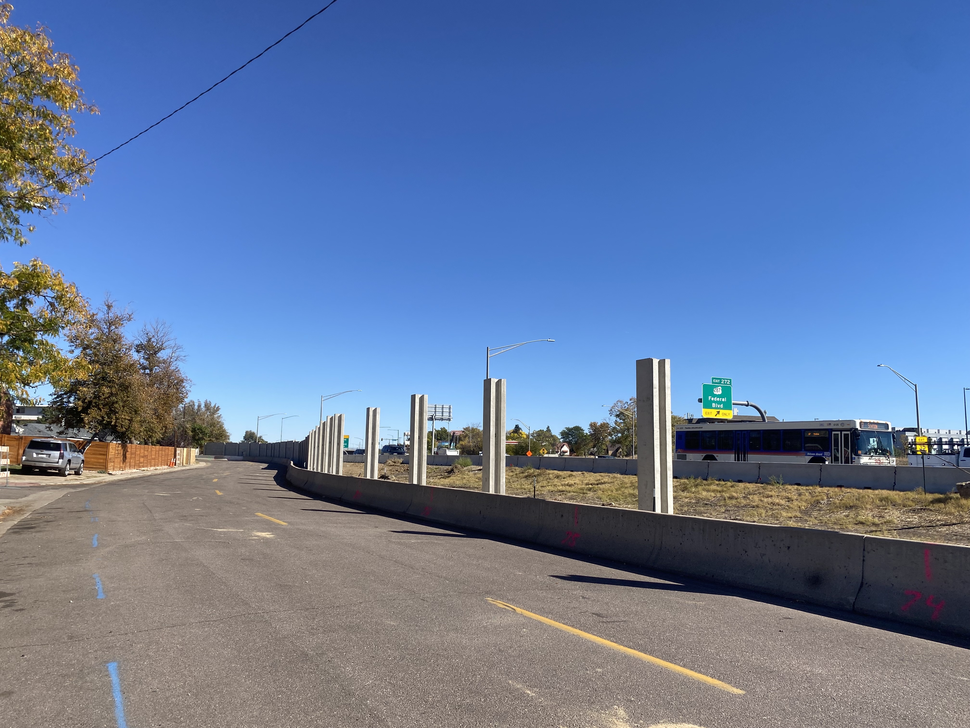 I-70 Noise Wall Replacement I-76 to Pecos Street Installed Support Posts near Federal Boulevard.jpg detail image