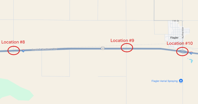 Map of I-70 Rural Bridge Rehabilitation project locations on CR 48, CR 3 and CR 5 in Flagler, CO