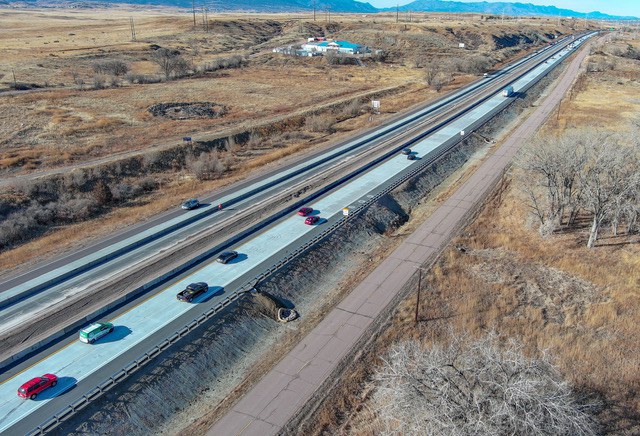 Award winning concrete paving south of Colorado Springs - part of the Military Access, Mobility and Safety Improvements Project.