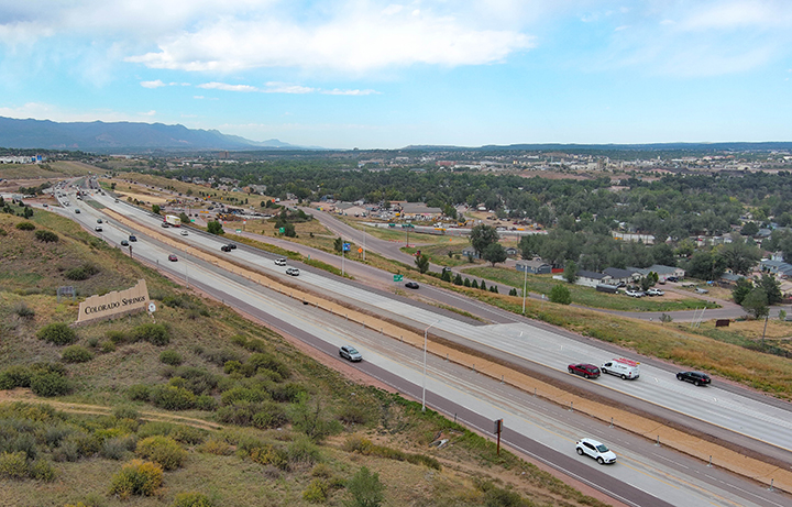 View northbound on I-25 south of South Academy Boulevard new configuration.jpg detail image