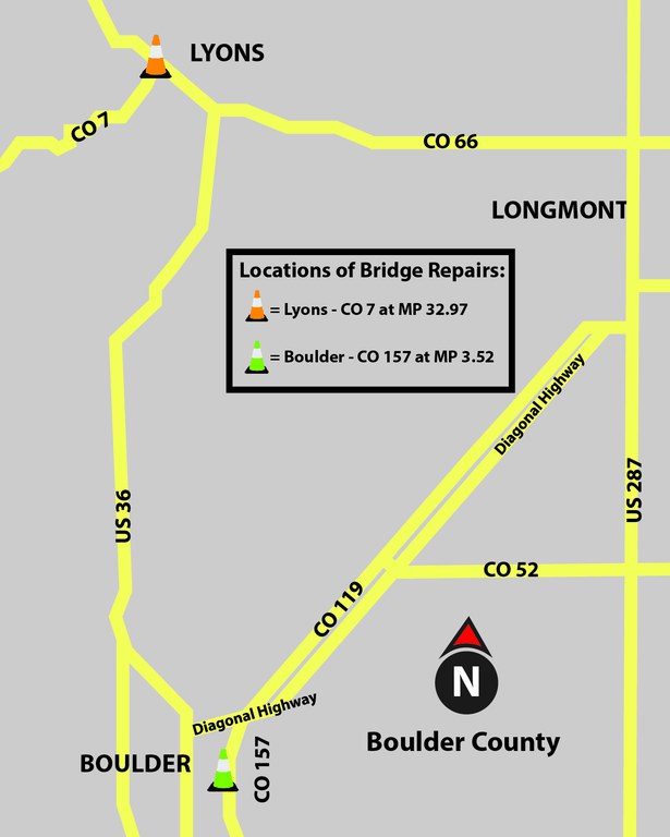 Boulder County bridge rehab project map