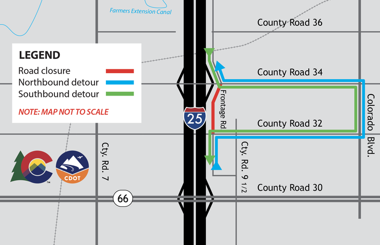 MHT 38 Frontage Road Closure Map Feb. 2025