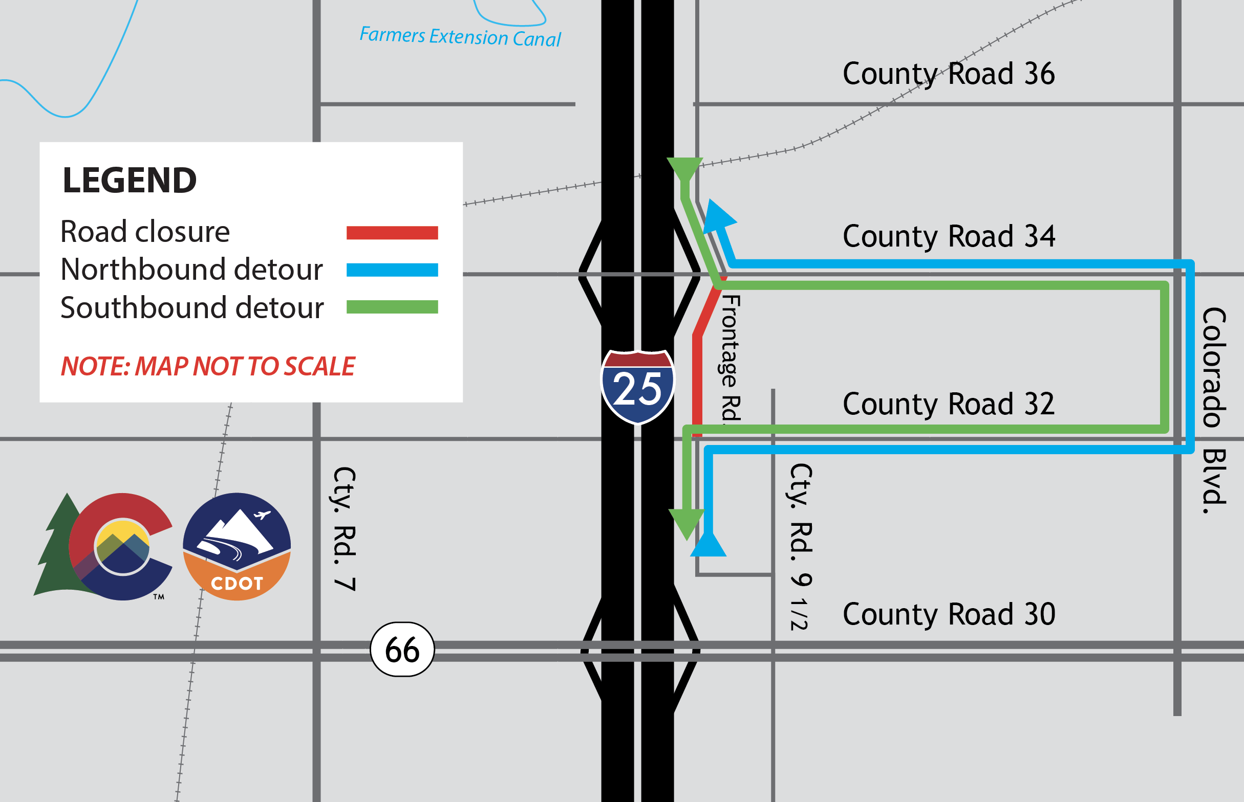 MHT 38 Frontage Road Closure Map Feb 2025 detail image