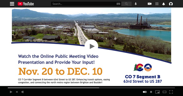 Copy of YouTube Video Announcement Page for the CO 7 Segment B Nov. 20 Video Presentation