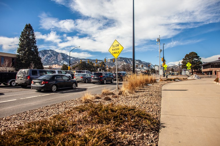 Multiuse path at Arapahoe Avenue and 28th Street in Boulder.