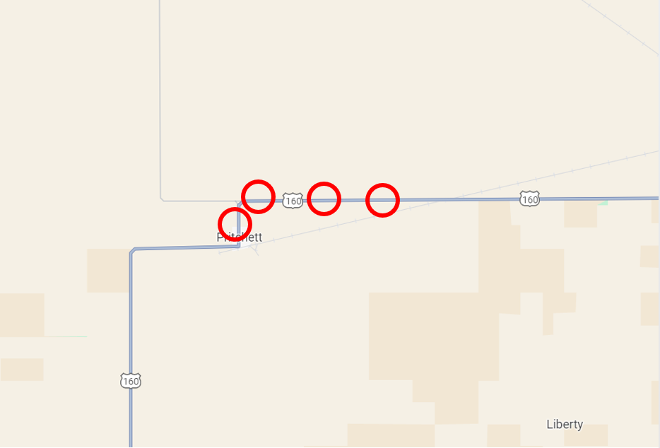 Timber Bridge Maintenance Map of Phase 9 to 12 Work Location on US 160.png detail image