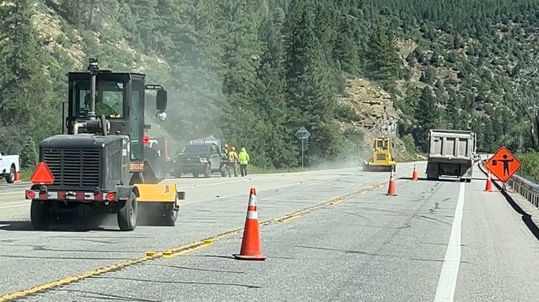 Crews completed chip seal operations west of Durango (MP 61 to MP 82)