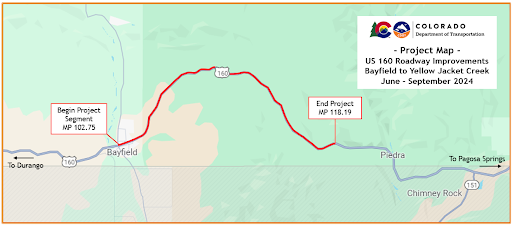 US 160 Roadway Improvement Project Map - Bayfield Segment