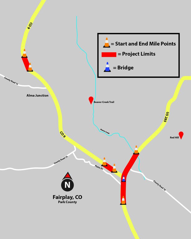 Intersection of US 285 & CO 9 in Fairplay - Project Map