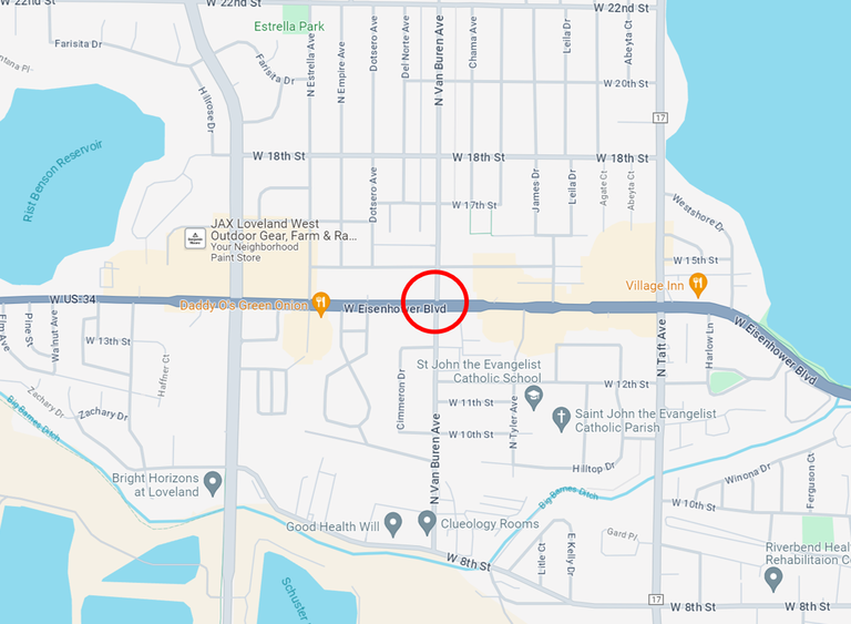 US 34 & North Van Buren Avenue Project Location Map