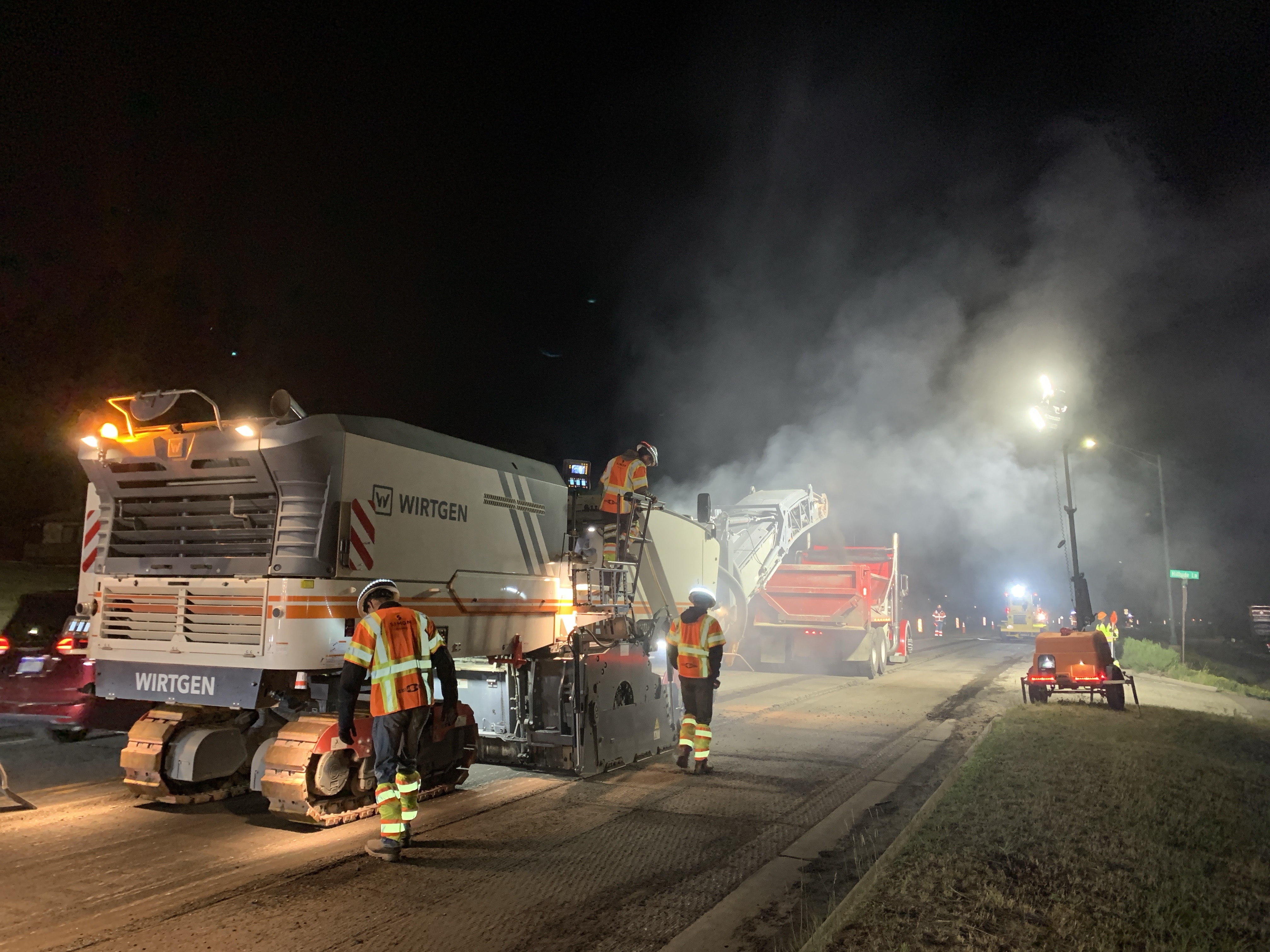 US 34 and US 36 Resurfacing Crews Performing Pavement Milling at Night.JPG detail image