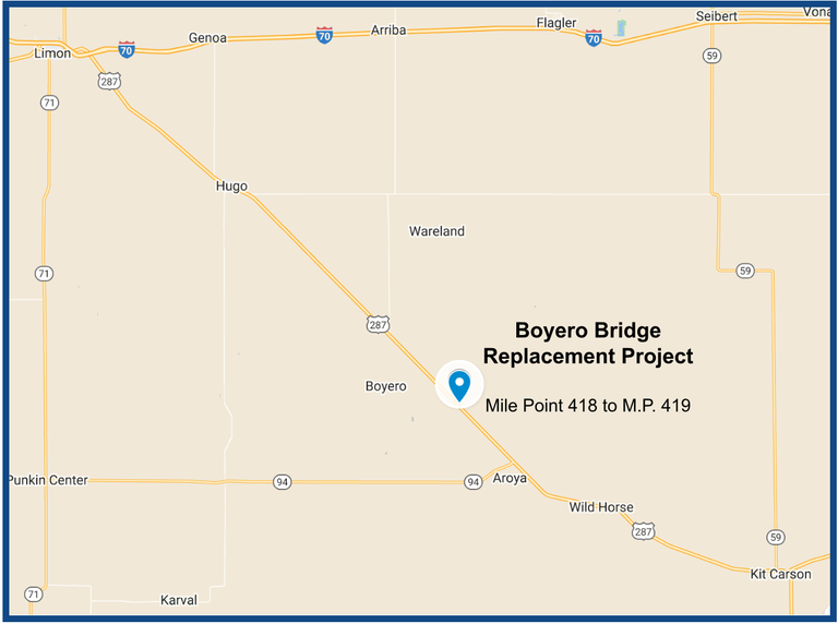 US 40/CO 287 Boyero Bridge Replacement Project Location Map