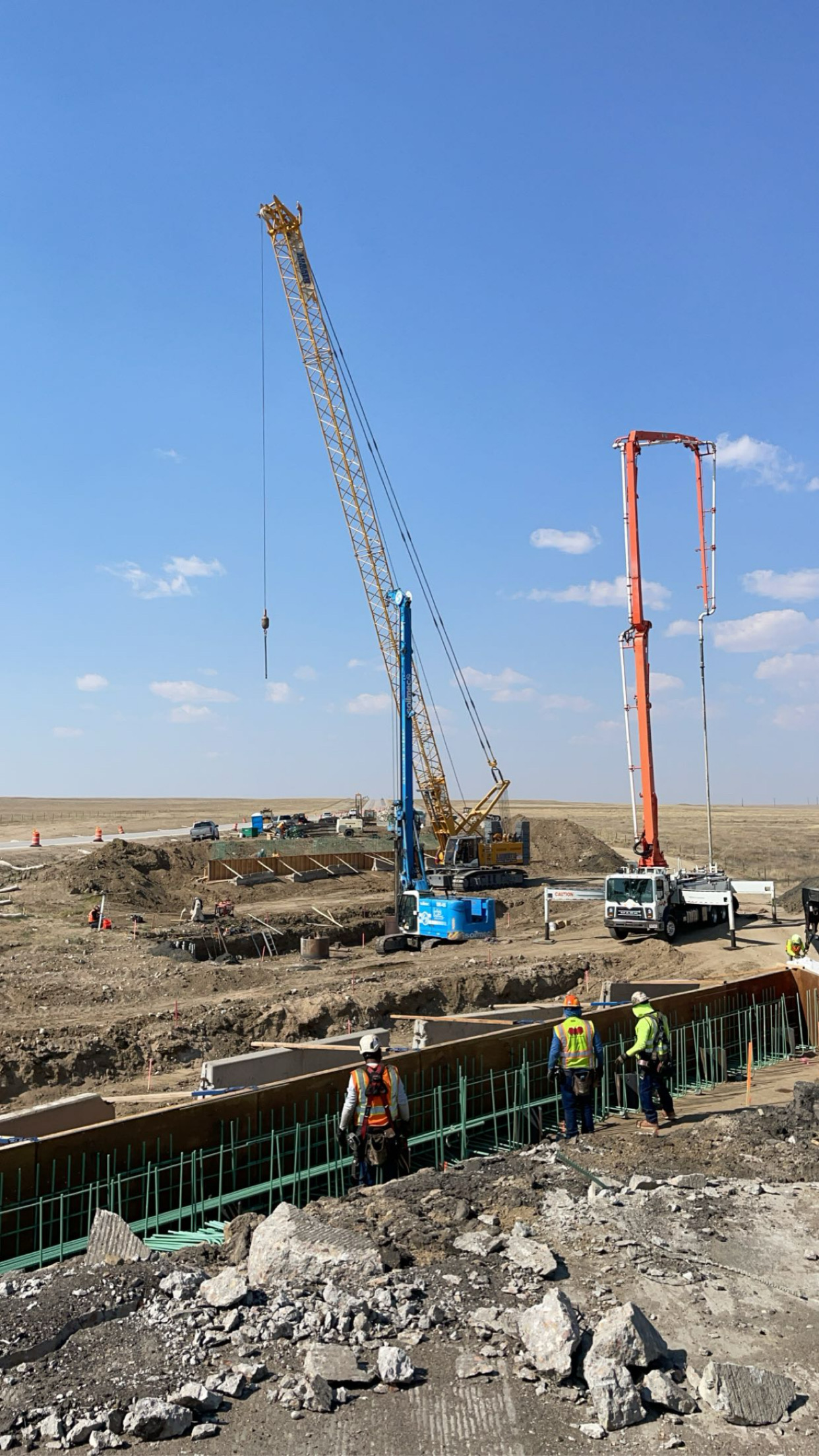 US 40 - CO 287 Boyero Bridge Replacement Crane Setting Caisson Cages.jpg detail image