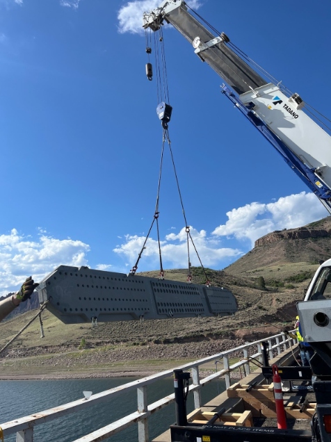 Large steel plates were installed beneath the US 50 Middle Bridge to help reinforce the structure