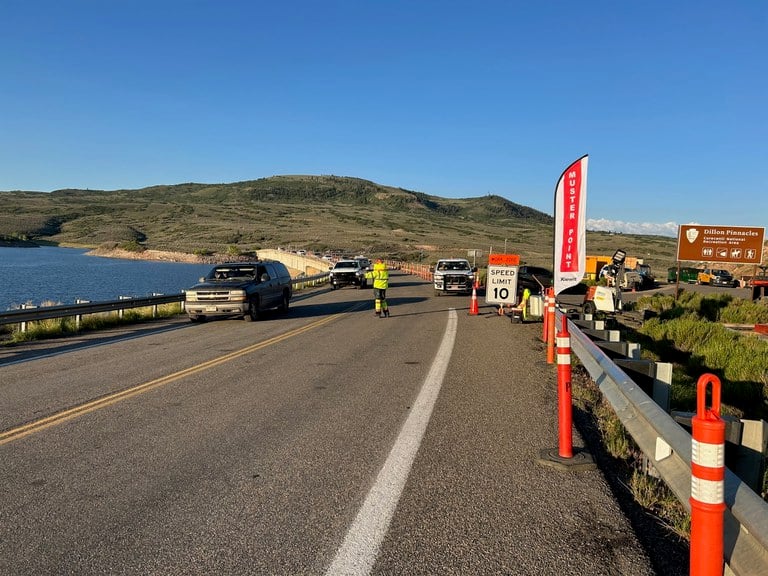 Vehicles traveling over the US 50 Middle Bridge towards Gunnison on July 3, 2024