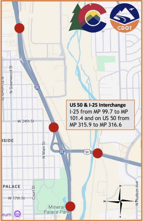 US 50 & I-25 Interchange Project Location Map